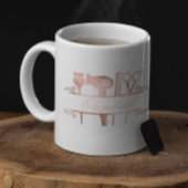 ヘアスタイリストヘアサロンモノグラムバラ金ゴールド コーヒーマグカップ