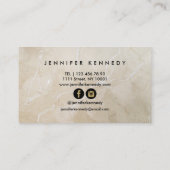 ヘアスタイリストベージュマーブル美しいサロンモノグラム 名刺 (裏面)