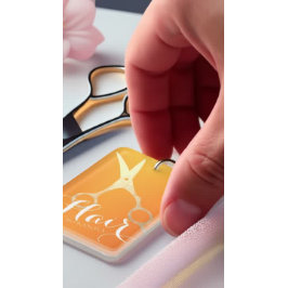 ヘアスタイリストメイクアップサロンシックなオレンジ金ゴールドはさみ キーホルダー