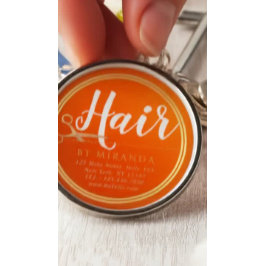 ヘアスタイリストメイクアップサロンシックなオレンジ金ゴールドはさみ キーホルダー