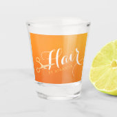 ヘアスタイリストメイクアップサロンシックなオレンジ金ゴールドはさみ ショットグラス (正面)