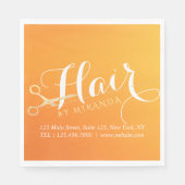 ヘアスタイリストメイクアップサロンシックなオレンジ金ゴールドはさみ スタンダードランチョンナプキン (正面)