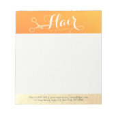 ヘアスタイリストメイクアップサロンシックなオレンジ金ゴールドはさみ ノートパッド (正面)