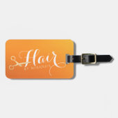 ヘアスタイリストメイクアップサロンシックなオレンジ金ゴールドはさみ ラゲッジタグ (正面横)