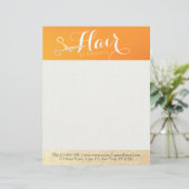 ヘアスタイリストメイクアップサロンシックなオレンジ金ゴールドはさみ レターヘッド (スタンド正面)