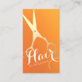 ヘアスタイリストメイクアップサロンシックなオレンジ金ゴールドはさみ 予約カード (正面)