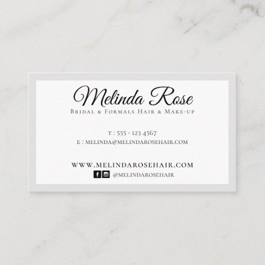 ヘアスタイリストメイクアーティストグレーフローラエレガント 名刺 (裏面)