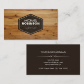 ヘアスタイリストモダン – 木目の外観 名刺 (正面/裏面)