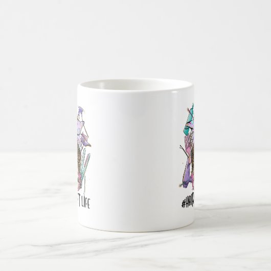 ヘアスタイリストライフ散らかったバンヘアスタイルサロン美容師 コーヒーマグカップ (中央)