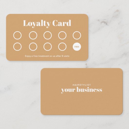 ヘアスタイリストロイヤリティカードシンプル金ゴールド ロイヤリティカード (正面/裏面)