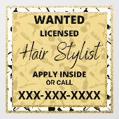 ヘアスタイリスト募集！ゴールドグリッターサロン ウィンドウサイン (シート)