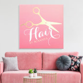 ヘアスタイリスト化粧サロンモダンピンク金ゴールド鋏 キャンバスプリント (インサイチュ (リビング))