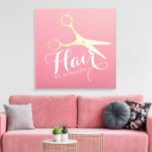 ヘアスタイリスト化粧サロンモダンピンク金ゴールド鋏 キャンバスプリント (インサイチュ (リビング))