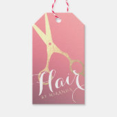 ヘアスタイリスト化粧サロンモダンピンク金ゴールド鋏 ギフトタグ (正面)