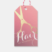 ヘアスタイリスト化粧サロンモダンピンク金ゴールド鋏 ギフトタグ (裏面)