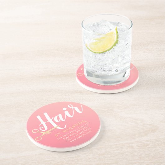 ヘアスタイリスト化粧サロンモダンピンク金ゴールド鋏 コースター (側面)