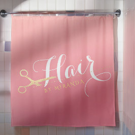 ヘアスタイリスト化粧サロンモダンピンク金ゴールド鋏 シャワーカーテン