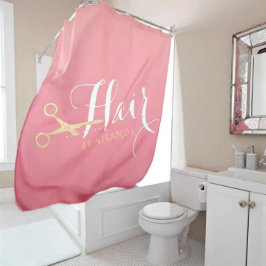 ヘアスタイリスト化粧サロンモダンピンク金ゴールド鋏 シャワーカーテン