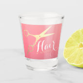 ヘアスタイリスト化粧サロンモダンピンク金ゴールド鋏 ショットグラス (正面)