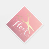 ヘアスタイリスト化粧サロンモダンピンク金ゴールド鋏 スタンダードランチョンナプキン (角)