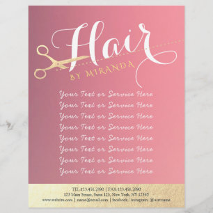 ヘアスタイリスト化粧サロンモダンピンク金ゴールド鋏 チラシ