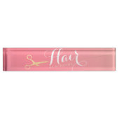 ヘアスタイリスト化粧サロンモダンピンク金ゴールド鋏 デスクネームプレート (正面)