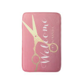 ヘアスタイリスト化粧サロンモダンピンク金ゴールド鋏 バスマット (正面縦)