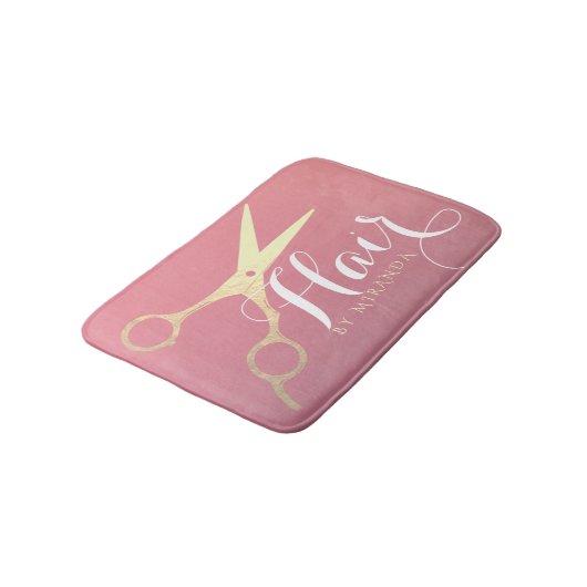 ヘアスタイリスト化粧サロンモダンピンク金ゴールド鋏 バスマット (アングル)