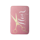 ヘアスタイリスト化粧サロンモダンピンク金ゴールド鋏 バスマット (正面縦)