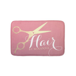 ヘアスタイリスト化粧サロンモダンピンク金ゴールド鋏 バスマット