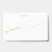 ヘアスタイリスト化粧サロンモダンピンク金ゴールド鋏 バッジ (裏面)