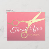 ヘアスタイリスト化粧サロンモダンピンク金ゴールド鋏 ポストカード (正面/裏面)