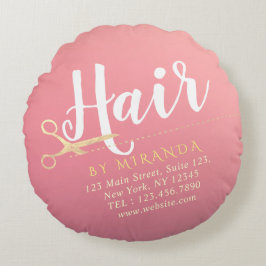 ヘアスタイリスト化粧サロンモダンピンク金ゴールド鋏 ラウンドクッション