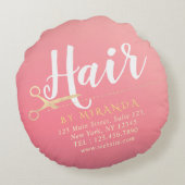 ヘアスタイリスト化粧サロンモダンピンク金ゴールド鋏 ラウンドクッション (裏面)
