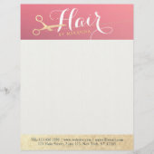 ヘアスタイリスト化粧サロンモダンピンク金ゴールド鋏 レターヘッド (正面)