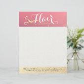 ヘアスタイリスト化粧サロンモダンピンク金ゴールド鋏 レターヘッド (スタンド正面)