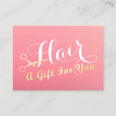 ヘアスタイリスト化粧サロンモダンピンク金ゴールド鋏 割引カード (正面)