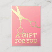 ヘアスタイリスト化粧サロンモダンピンク金ゴールド鋏 割引カード (正面)