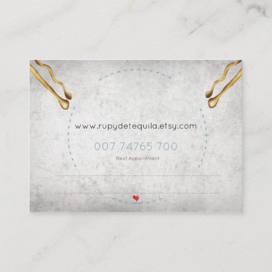 ヘアスタイリスト名刺、ヘアピン名刺 予約カード (裏面)