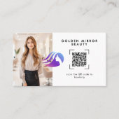 ヘアスタイリスト向けモダンQRコードオンライン予約 名刺 (正面)