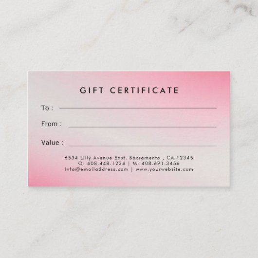 ヘアスタイリスト水彩調髪乾燥機ギフト認定証 名刺 (裏面)