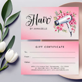 ヘアスタイリスト水彩調髪乾燥機ギフト認定証 名刺