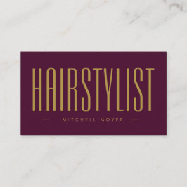ヘアスタイリスト用ワインレッドとゴールドのモダンヘアサロン 名刺