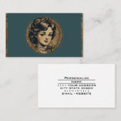 ヘアスタイリスト美しいパーラー化粧品サロンヴィンテージ 名刺 (正面/裏面)