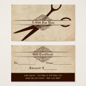 ヘアスタイリスト美容師ギフトカード証明書 (正面&裏面)