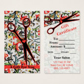 ヘアスタイリスト美容師ギフトカード証明書 (正面&裏面)