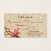 ヘアスタイリスト美容師ギフトカード証明書 (裏面)