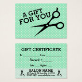 ヘアスタイリスト美容師ギフトカード証明書 (正面&裏面)