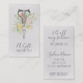 ヘアスタイリスト美容師ギフト券クリスマス 割引カード (正面/裏面)