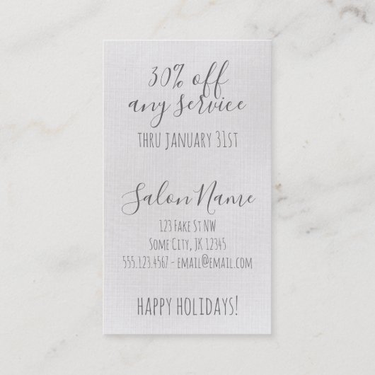 ヘアスタイリスト美容師ギフト券クリスマス 割引カード (裏面)